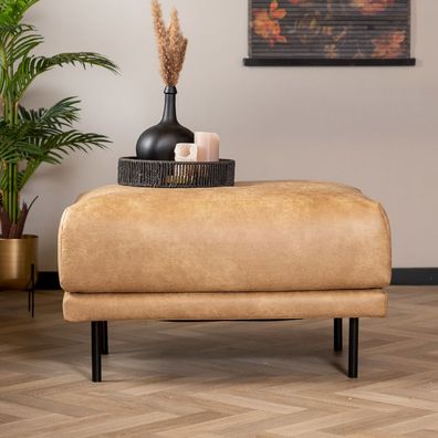 Bronx71 Leder Hocker Denver rechteckig beige