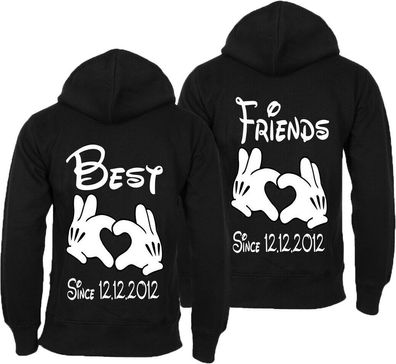 Blondie & Brownie BEST Friends SINCE MIT Wunschdatum Hoodie Pullover Kapuze BFF