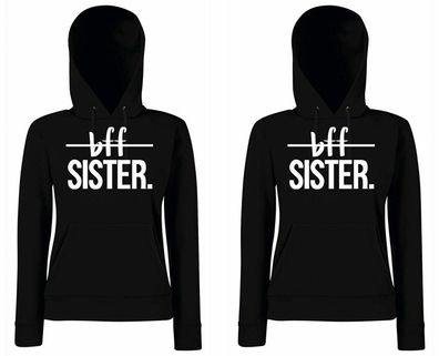 Blondie & Brownie Damen Hoodie BFF Sister SET Best Friends Pullover Partner Fun