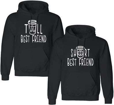 Blondie & Brownie Damen Hoodie Tall & Short Best Friends BFF Set Pullover Paar