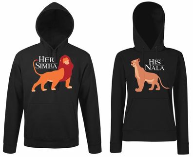 Blondie & Brownie Paar Hoodie Set HER SIMBA HIS NALA Mr Mrs Pullover King Queen