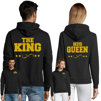 Blondie & Brownie Pärchen Hoodie Pullover Set THE KING HIS QUEEN Zweiseitig Bff