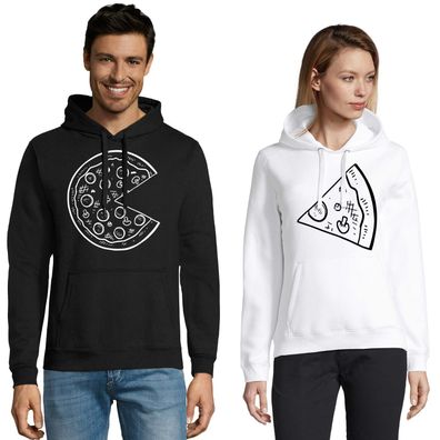 Blondie & Brownie Partner Pärchen Paar Hoodie Pullover Set Pizza Slice Valentin