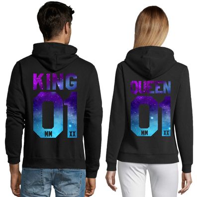 Blondie & Brownie Logo "King Queen HH" Partner Pärchen Freunde Hoodie Pullover