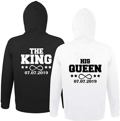 Blondie & Brownie Hoodies The King His Queen Pullover Wunschdatum Hoodie Partner