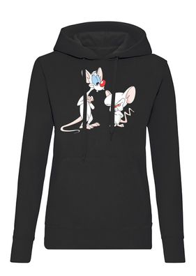 Blondie & Brownie Damen Fun Hoodie Pullover Pinky And Brain Weltherrschaft Comic