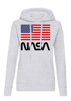 Blondie & Brownie Damen Hoodie Pullover NASA USA Apollo Rocket X Space Elon Mars