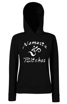 Blondie & Brownie Damen Hoodie Kapuzen Pullover Namaste Bitches Logo Meditieren