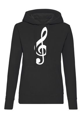 Blondie & Brownie Damen Hoodie Pullover Notenschlüssel Music Melodie Musik Note