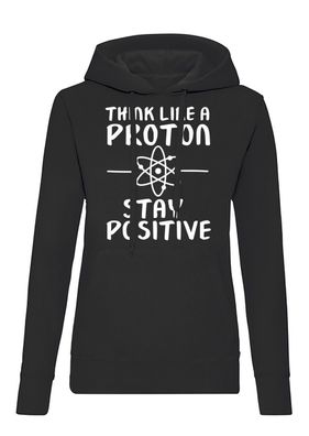 Blondie & Brownie Damen Hoodie Pullover Proton Stay Postive Nerd Sheldon Spruch