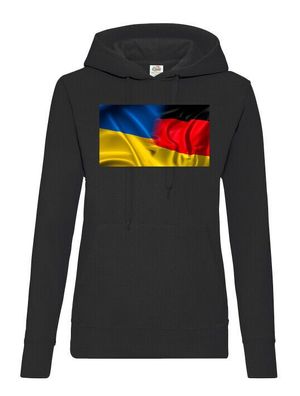 Blondie & Brownie Damen Hoodie Kapuzen Pullover Germany Stand with Ukraine Peace