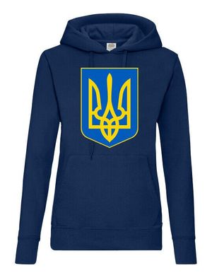 Blondie & Brownie Damen Hoodie Kapuzen Pullover Ukraine Wappen Peace No War Nato