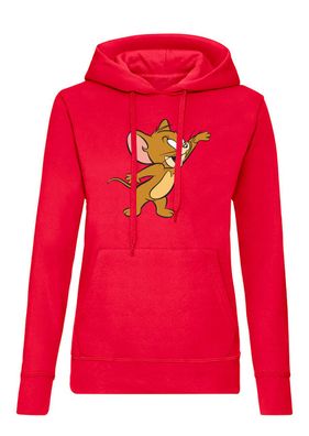 Blondie & Brownie Damen Fun Hoodie Pullover Jerry Tom Maus Katze Cartoon Käse