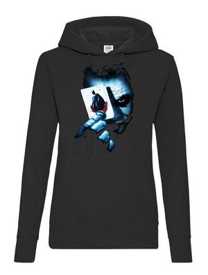 Blondie & Brownie Damen Hoodie Pullover Kapuze Joker Karte Smile Gotham Nerd She