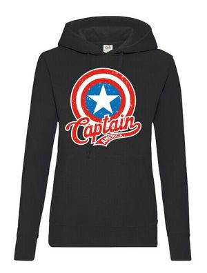 Blondie & Brownie Damen Hoodie Pullover Kapuze Avengers Captain America Retro