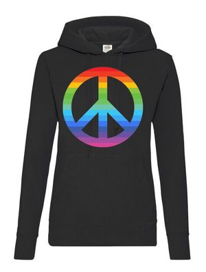 Blondie & Brownie Damen Fun Hoodie Pullover Peace LGBTQ Gay Frieden Pride No War