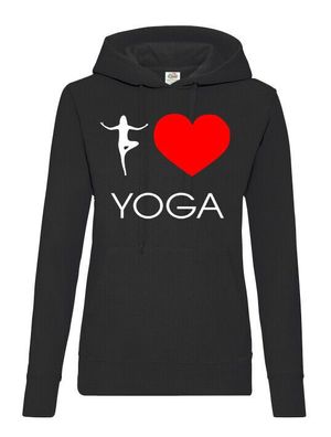 Blondie & Brownie Damen Fun Hoodie Pullover I Love Yoga Liebe Zen Namaste Peace