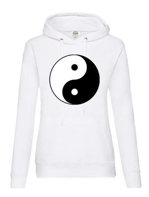 Blondie & Brownie Damen Hoodie Pullover Yin und Yang Zen Peace Yoga Achtsamkeit