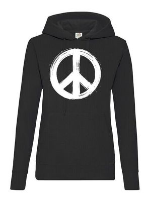 Blondie & Brownie Damen Hoodie Pullover Peace Sign No War Zen Yoga Achtsamkeit