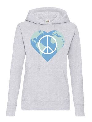 Blondie & Brownie Damen Hoodie Pullover World Peace Liebe No War Freedom Love