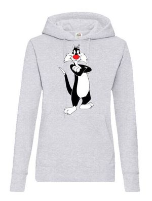 Blondie & Brownie Damen Fun Hoodie Pullover Kapuze Silvester Katze Looney Tweety