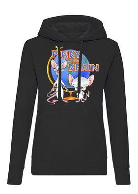 Blondie & Brownie Damen Fun Hoodie Pullover Pinky And Brain Comic Weltherrschaft