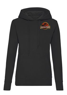 Blondie & Brownie Damen Hoodie Pullover Jurassic Park Patch Stick Dinosaurier