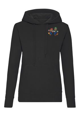 Blondie & Brownie Damen Fun Hoodie Pullover Mario Luigi Stick Patch Peach Yoshi