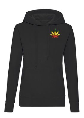 Blondie & Brownie Damen Hoodie Fun Pullover Cannabis Reggae Stick Patch Weed Bob