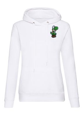 Blondie &Brownie Damen Hoodie Pullover Baby Yoshi Patch Stick Mario Luigi Super