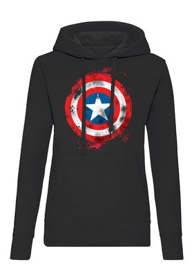 Blondie & Brownie Damen Hoodie Pullover Vintage Captain America Heroes Avengers