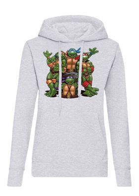 Blondie&Brownie Damen Hoodie Pullover Ninja Turtles Donatello Pizza Michelangelo