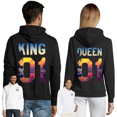 Blondie & Brownie Partner Paar Hoodie Pullover im Set King Queen Sun Zweiteilig