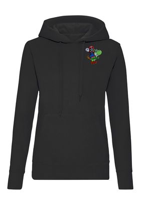 Blondie & Brownie Damen Fun Hoodie Pullover Mario & Yoshi Patch Stick Luigi Toad