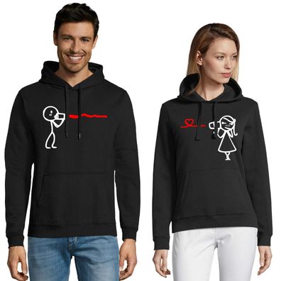 Blondie &Brownie Partner Pärchen Hoodie Pullover Set Hearing the Love King Queen