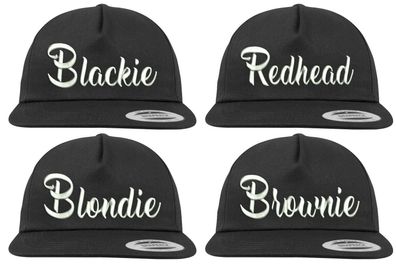 Blondie Brownie Blackie Redhead Kursiv Partner Baseball Kappe Set Snapback BFF