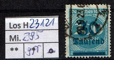 Los H23121: Deutsches Reich Mi. 285, gest., gepr. INFLA