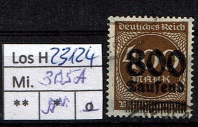 Los H23124: Deutsches Reich Mi. 305 A, gest., gepr. INFLA