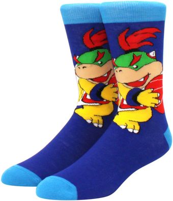 Bowser Blaue Charakters Socken - Super Mario 360° Charakter Cartoon Motiv-Socken