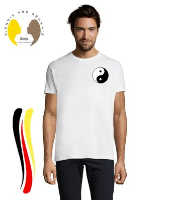 Blondie & Brownie Herren Shirt Yin Yang Brust Zen Peace Yoga Achtsamkeit Freedom