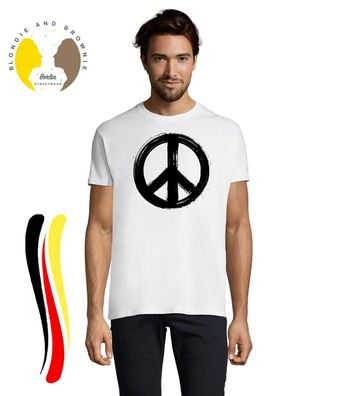 Blondie & Brownie Herren T-Shirt Peace Sign No War Zen Yoga Achtsamkeit Spirit