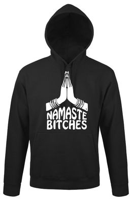 Blondie & Brownie Fun Herren Hoodie Kapuzen Pullover Namaste Bitches Meditieren