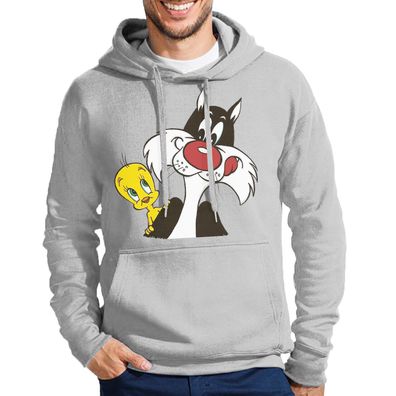 Blondie & Brownie Herren Fun Hoodie Pullover Silvester und Tweety Tunes Bugs Taz