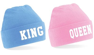 Blondie & Brownie Herren Damen Unisex Fun Mütze Beanie King Queen Pärchen im SET