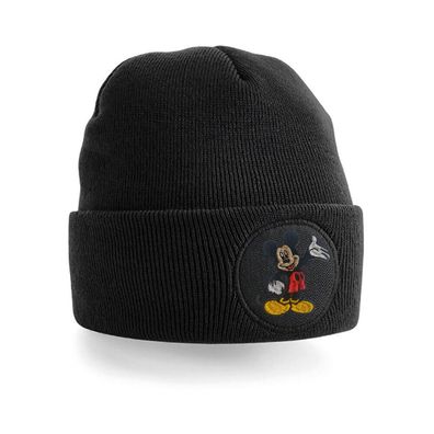 Blondie &Brownie Herren Damen Unisex Mütze Happy Mickey Stick Beanie Minnie Maus