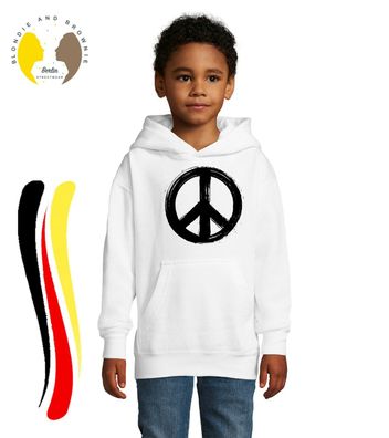 Blondie & Brownie Kinder Hoodie Pullover Peace Sign No War Zen Yoga Achtsamkeit