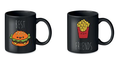 Blondie & Brownie Fun Büro Kaffee Tasse Tee Logo Burger & Pommes Set Bff Queen