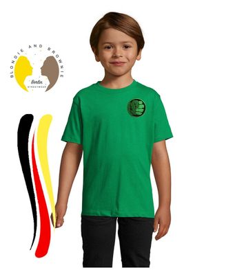 Blondie & Brownie Kinder Shirt wütender Hulk Faust der Unglaubliche Patch Stick