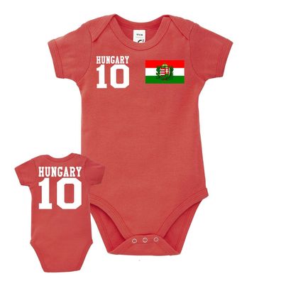 Fußball EM WM Baby Fun Strampler Body Trikot Ungarn Hungary Wunschname Nummer