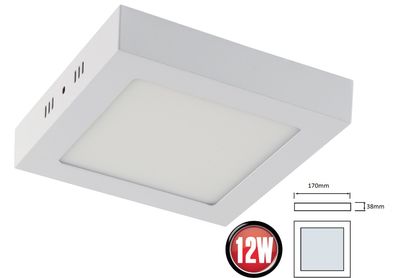 12W LED Deckenleuchte Kaltweiß 910 Lumen 170 x 170 mm Aufputz Lampe Eckig Decke ...